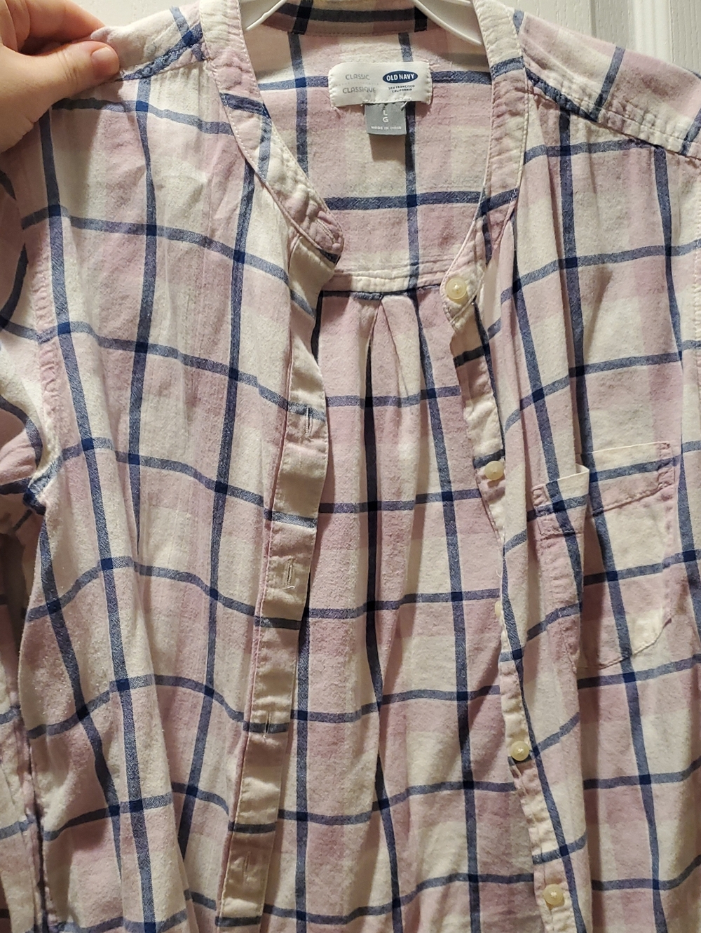 Old Navy Pink and Blue Plaid Button-Front Shirt